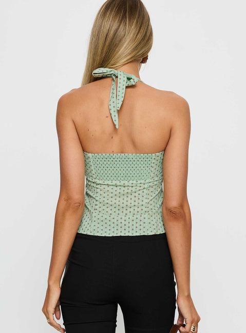 Isabetta Halter Top Green Polka Product Image