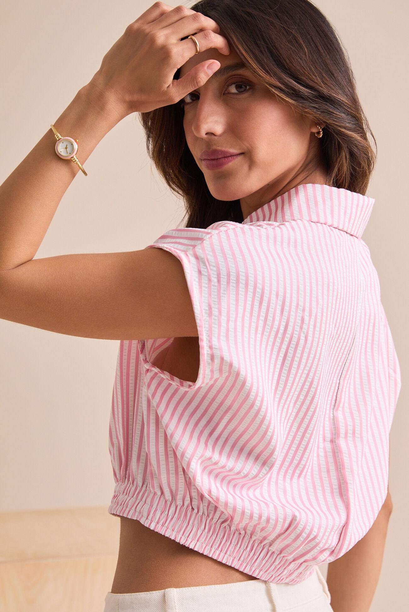 Liza Striped Polo Top Product Image