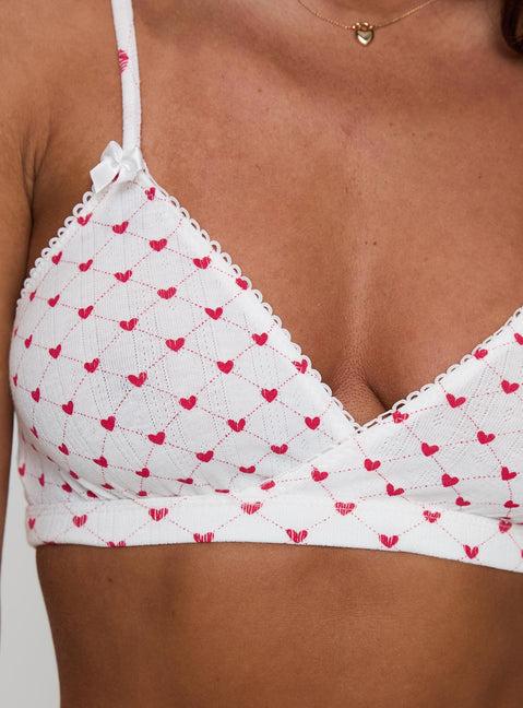 Slumber Pointelle Sleep Bralette White / Red Product Image