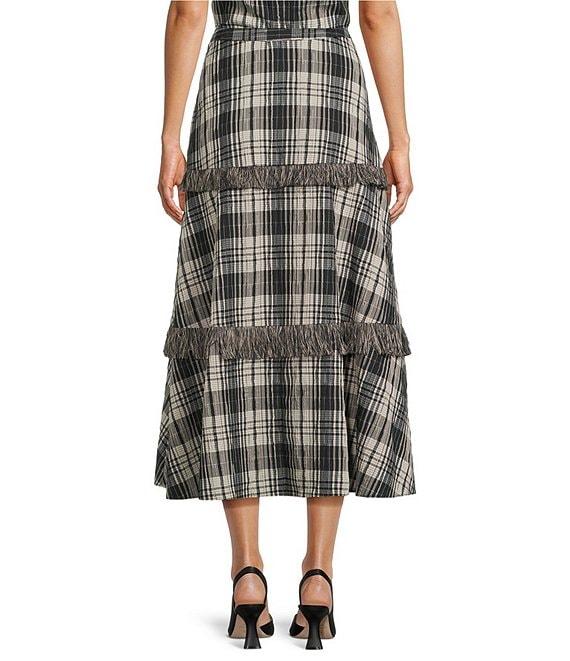 Antonio Melani Coordinating Gretchen A Line Tiered Plaid Midi Skirt Product Image