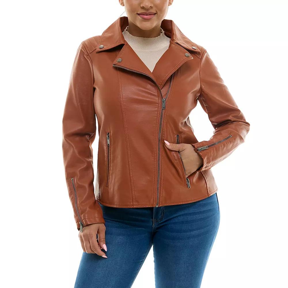 Women's Nina Leonard Pleather Moto Jacket,  Product Image