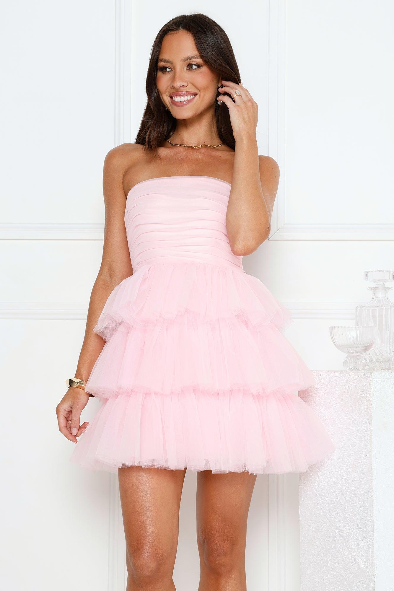 Secret Soirée Tulle Strapless Mini Dress Pink Product Image