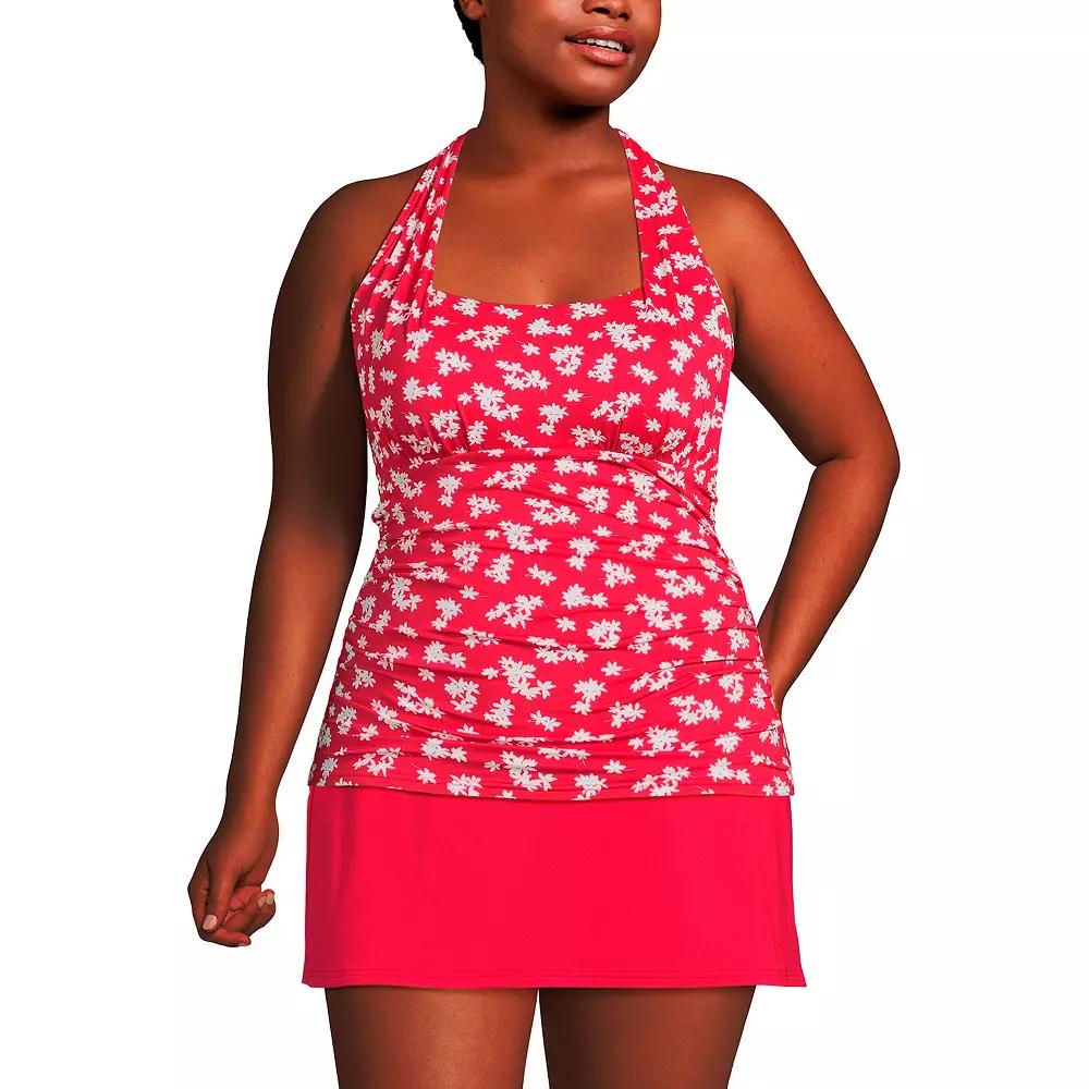 Plus Size Lands' End UPF 50 Squareneck Halter Tankini Swimsuit Top, Women's, Size: 16 W, Strawberry Floral Product Image
