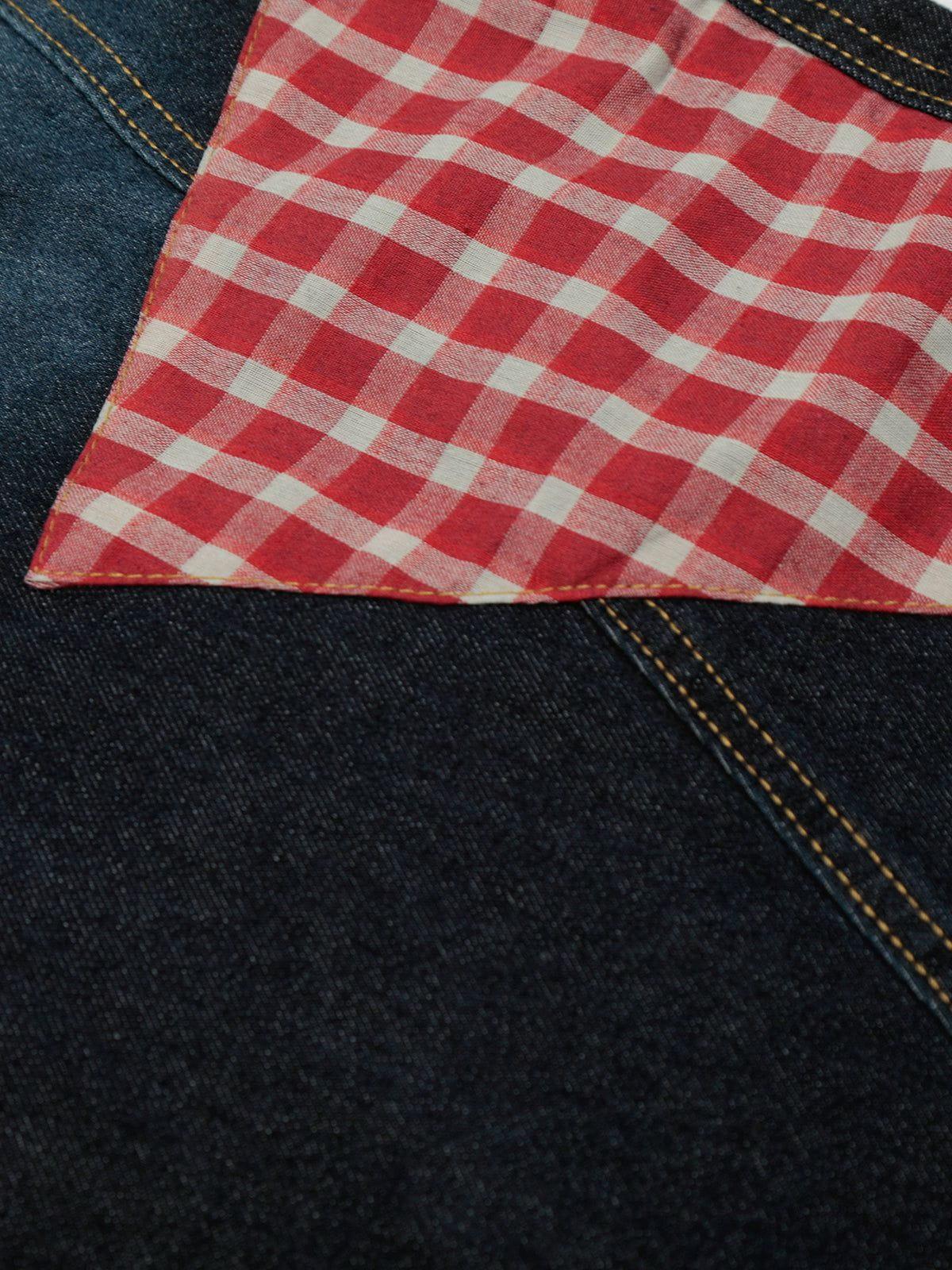 Aelfric Eden Plaid Patchwork Baggy Barrel Jeans Female Product Image