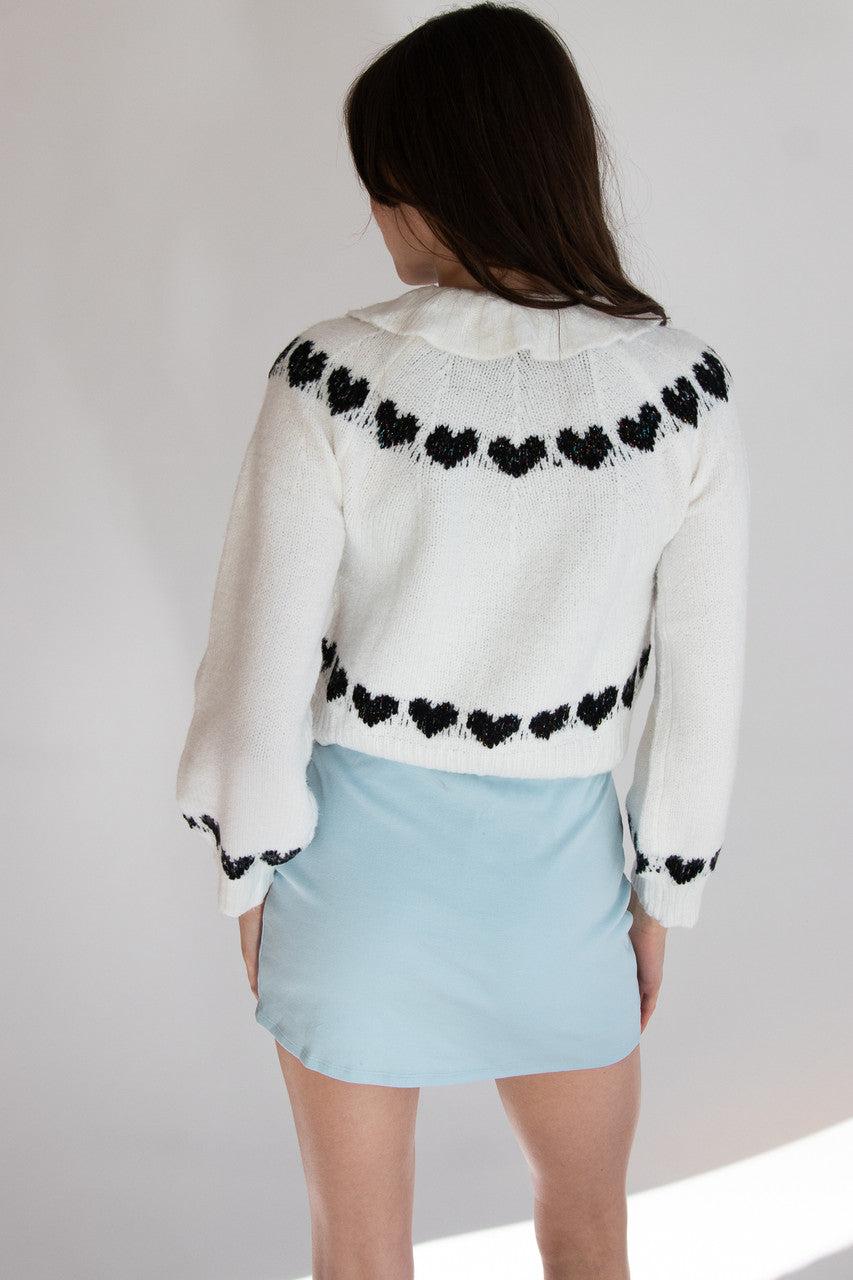 Ruffle Collar Heart Cardigan Product Image