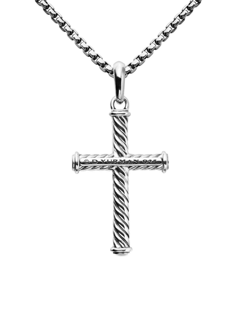 sterling silver Cable Cross pendant (35mm) Product Image