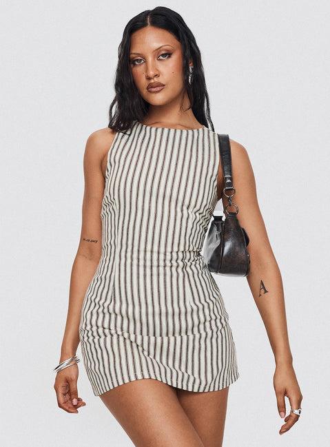 Yumiko Romper Brown Stripe Petite Product Image