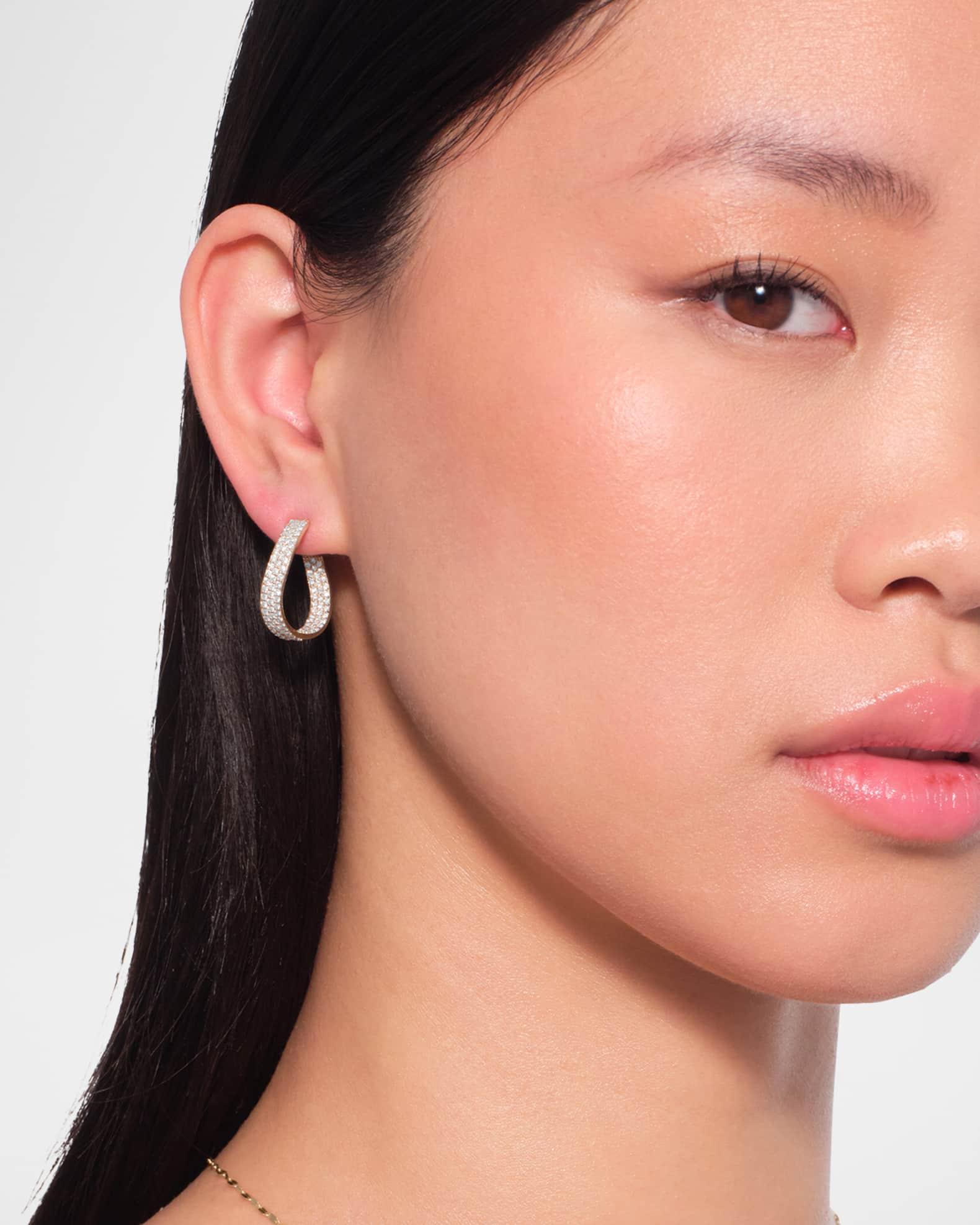 Wavey Diamond Hoop Earrings Product Image