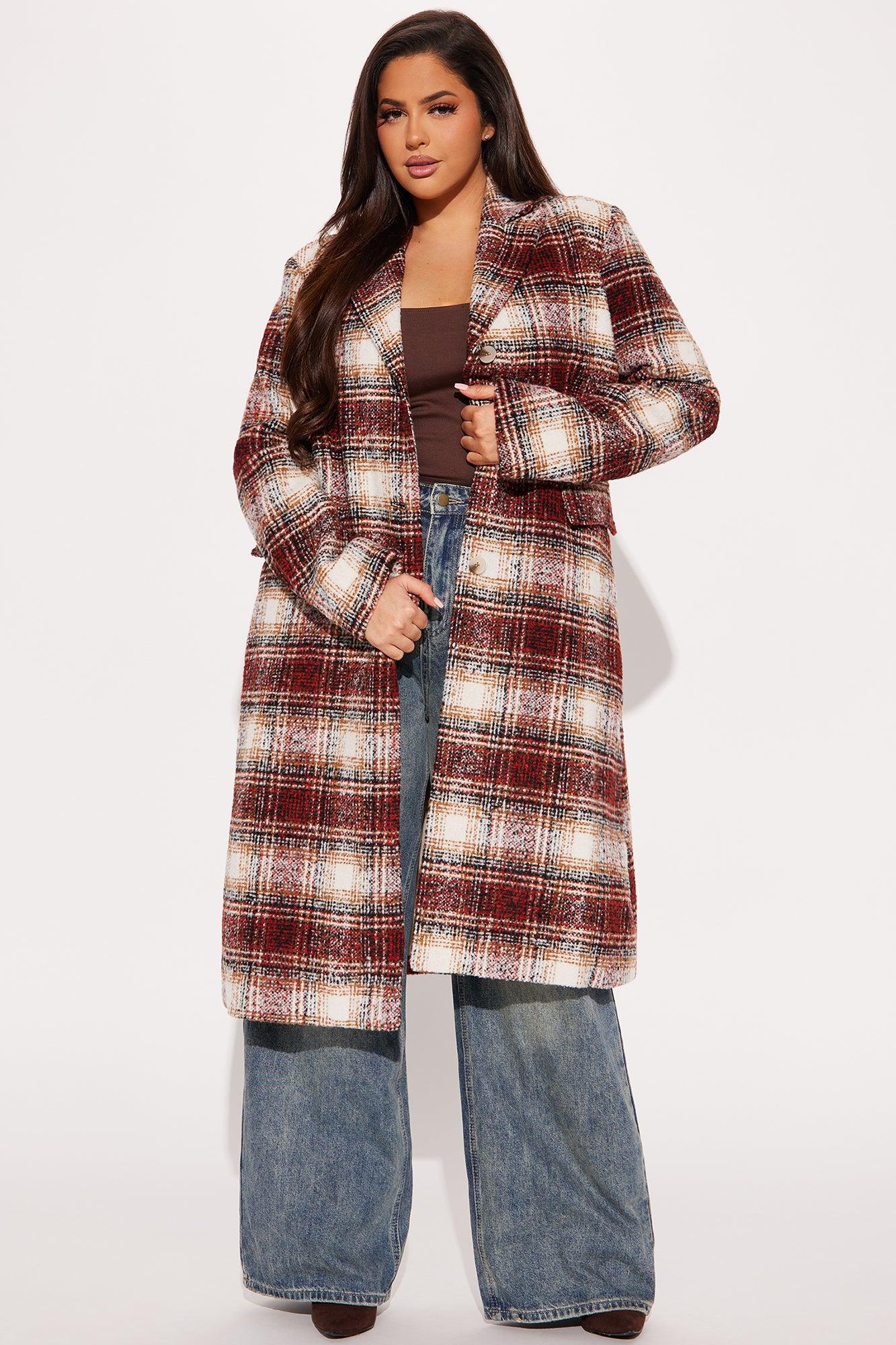 Across The Pond Plaid Trench - Red/combo Product Image