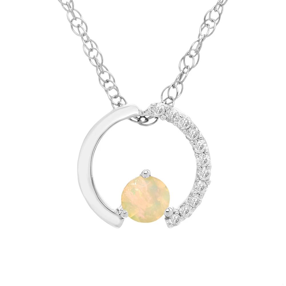 Boston Bay Diamonds Sterling Silver Gemstone & 1/10 Carat T.W. Diamond Circle Pendant Necklace, Women's, Size: 18", White Product Image