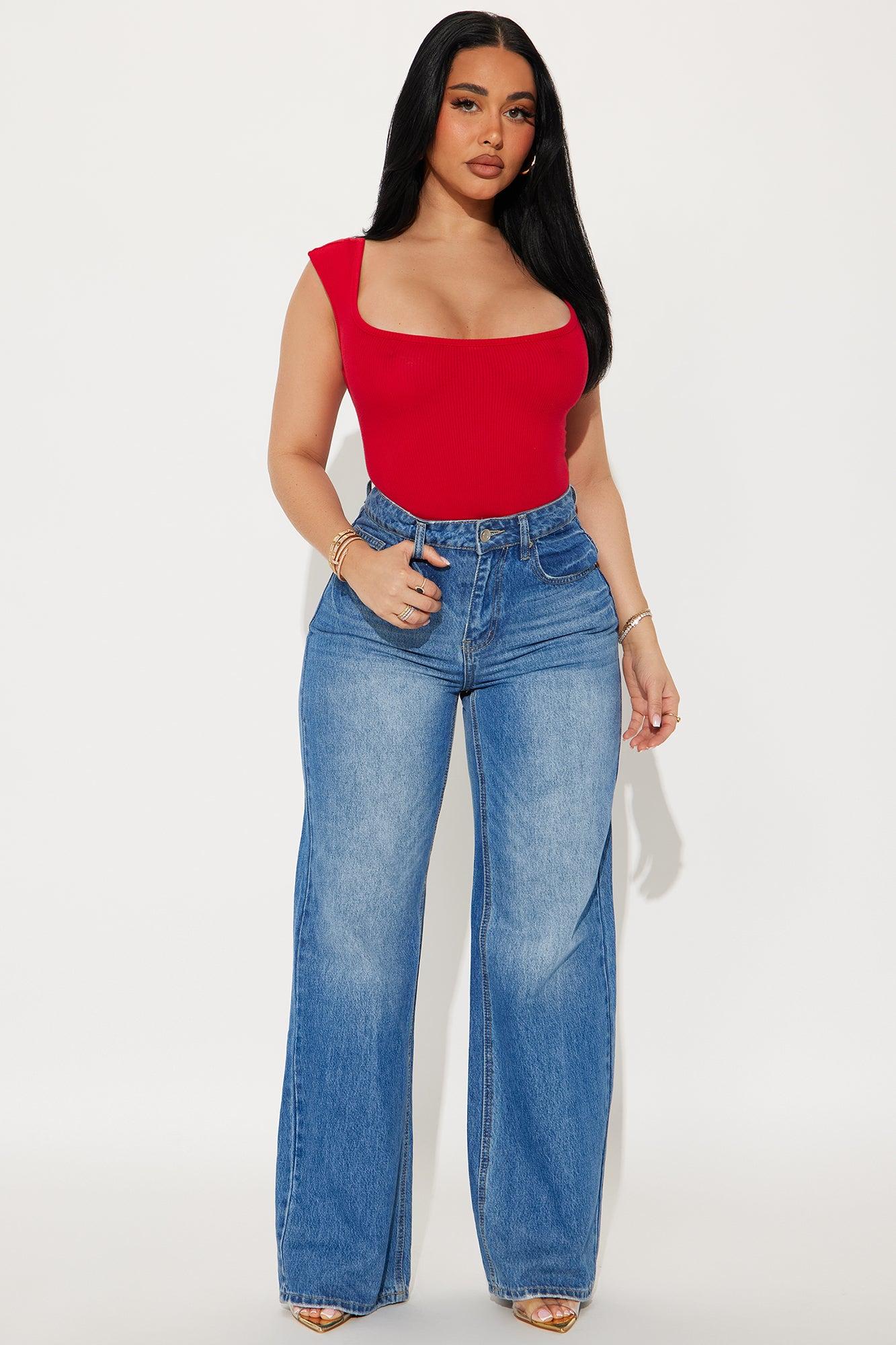 Camryn Ribbed Bodysuit - Red Product Image