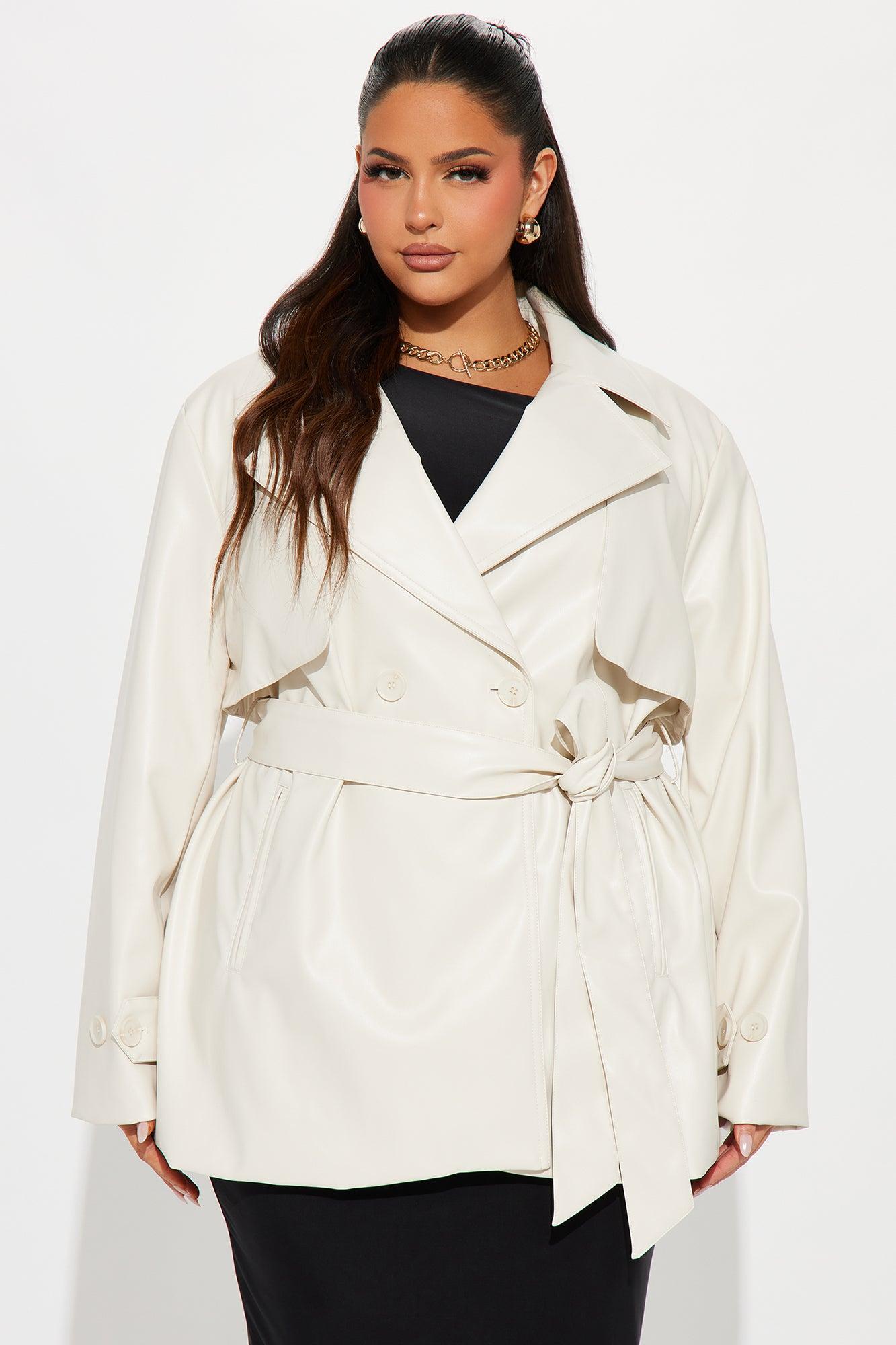 Running Errands Faux Leather Coat - Cream Product Image