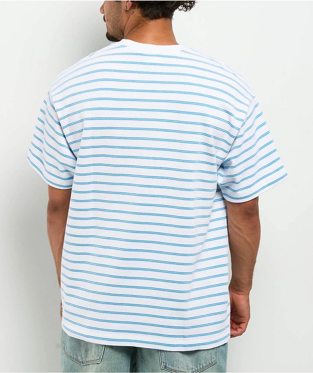 Obey Striped White & Blue Knit T-Shirt Product Image