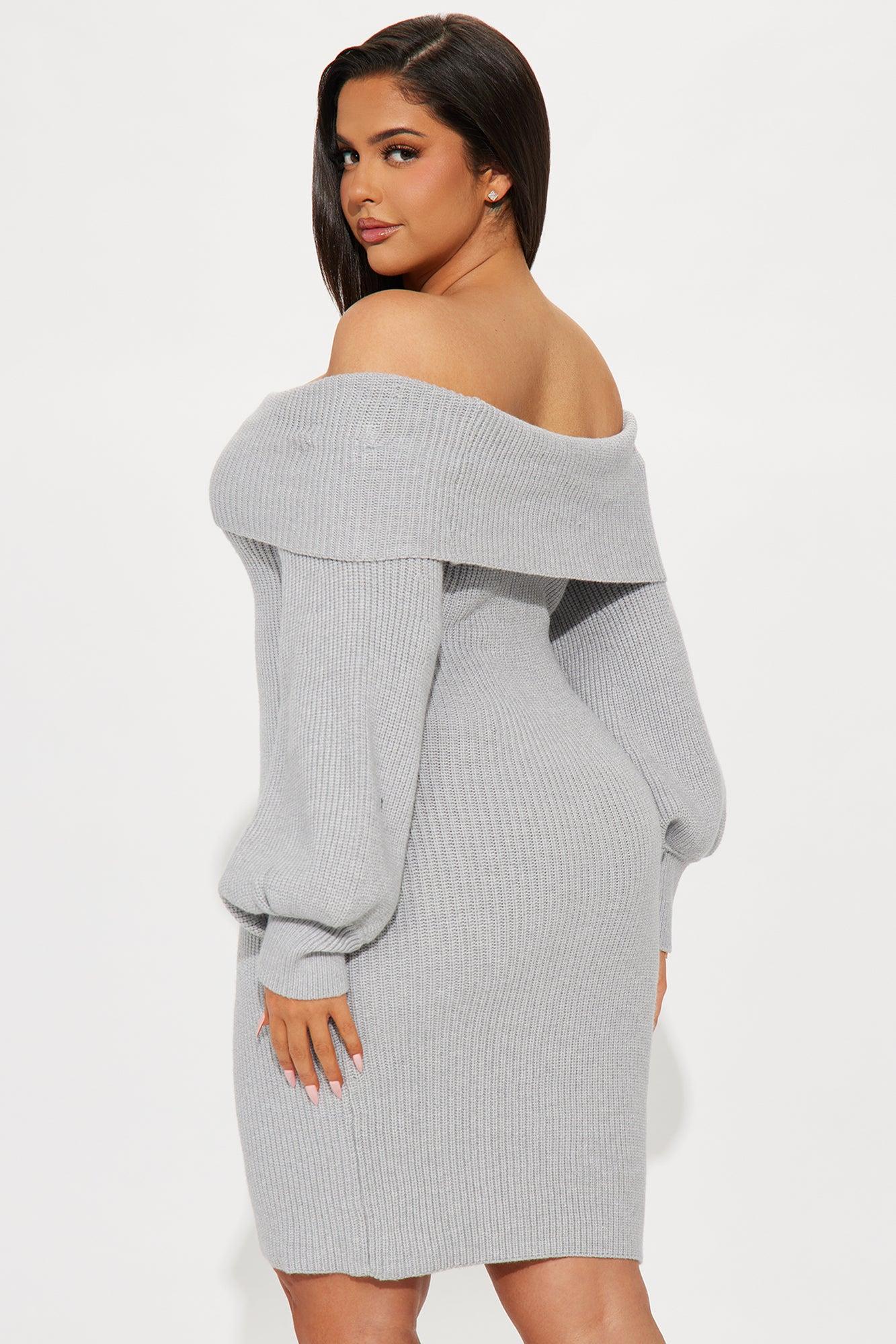 Faith Sweater Mini Dress - Heather Grey Product Image