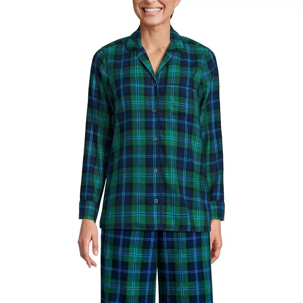 Women's Lands' End Long Sleeve Flannel Pajama Top,  Product Image