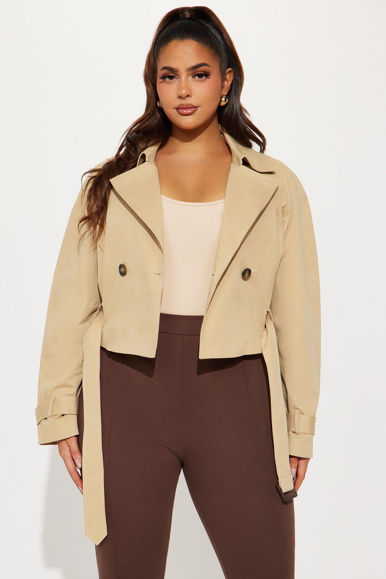Charlie Belted Cropped Trench - Khaki Product Image