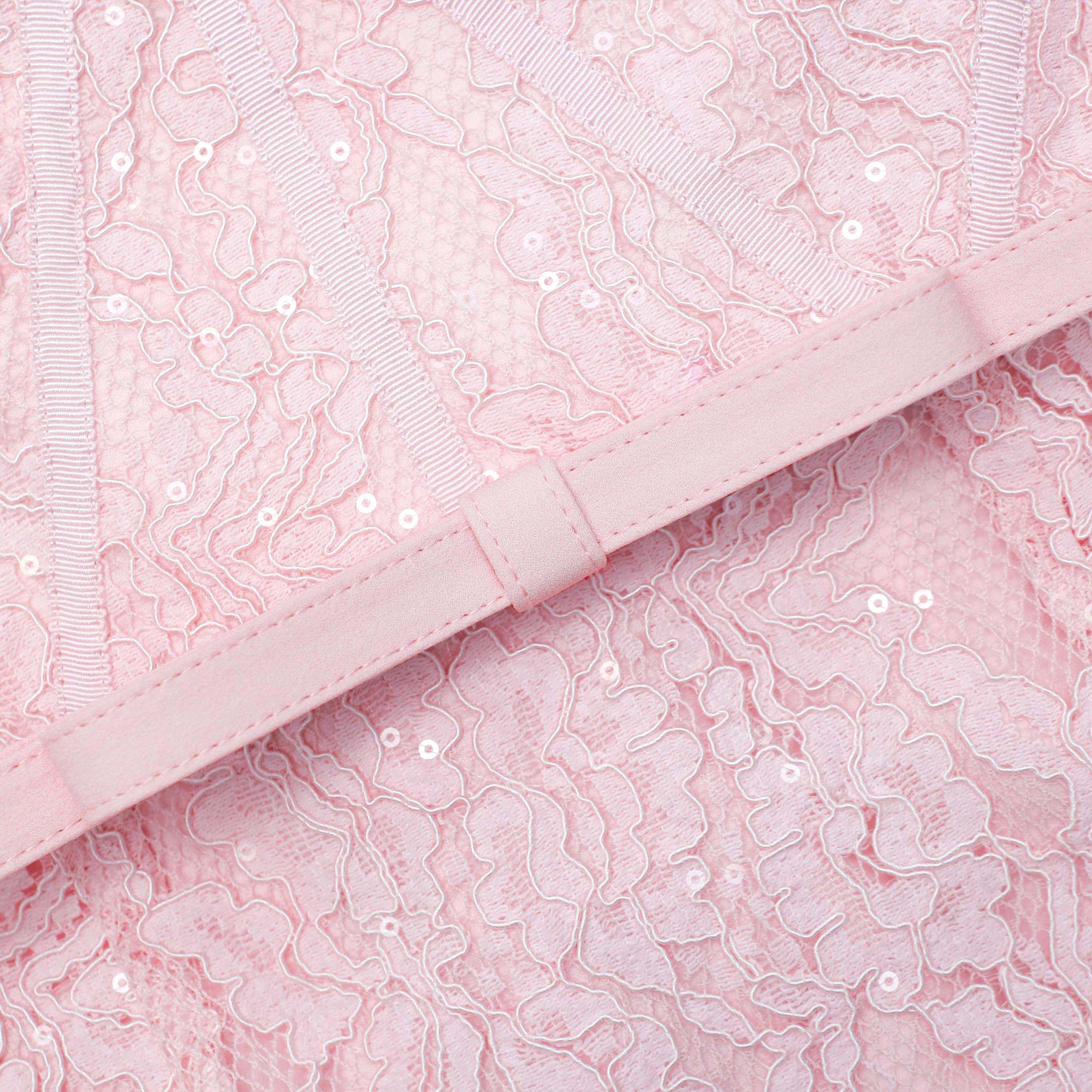 Pink Lace Bustier Midi Dress Product Image