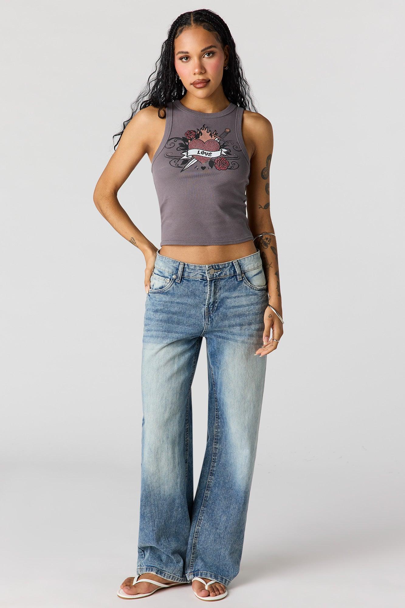 Rhinestone Ribbed Tank Female Product Image