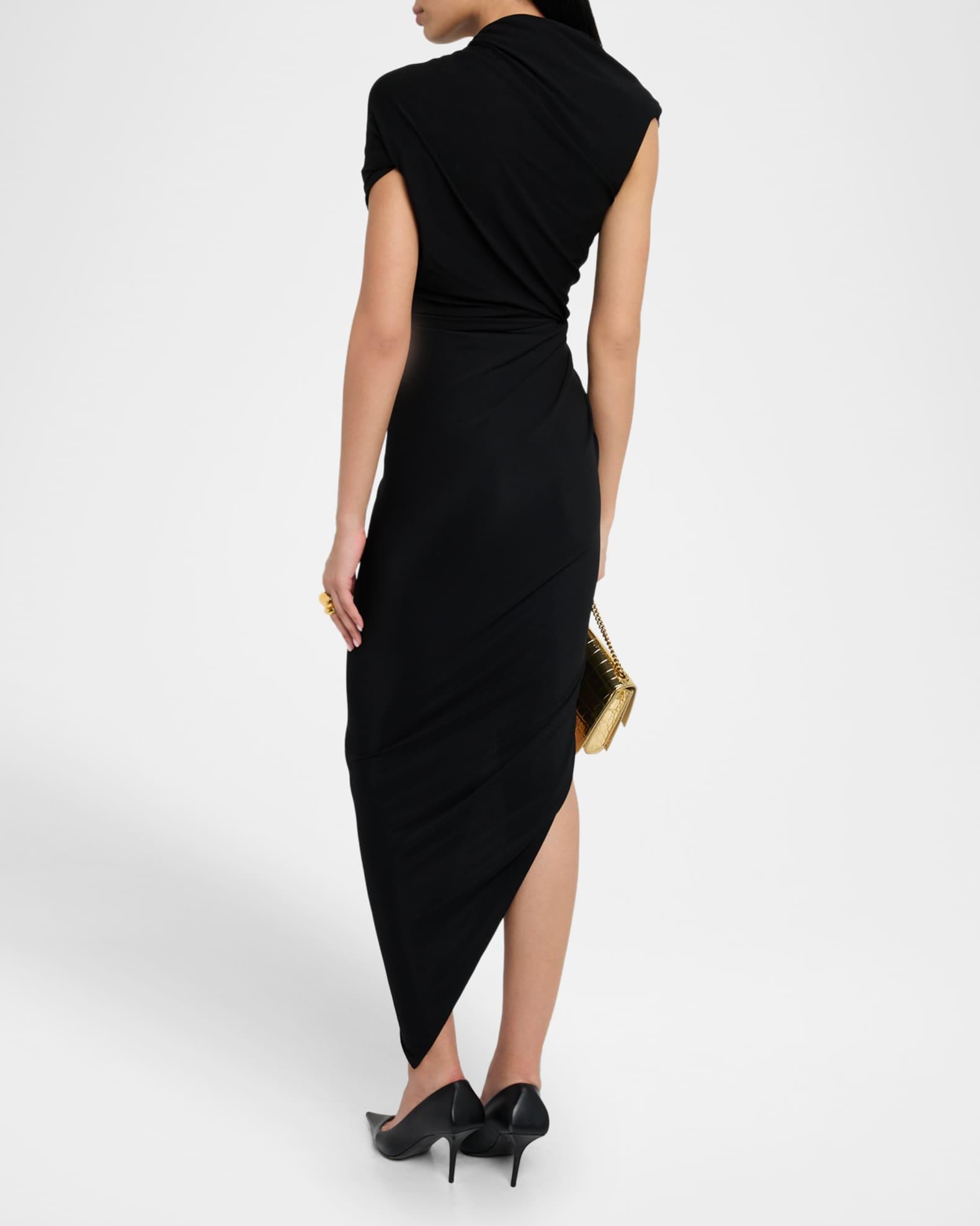 Draped Sleeveless Asymmetric Midi Dress Product Image