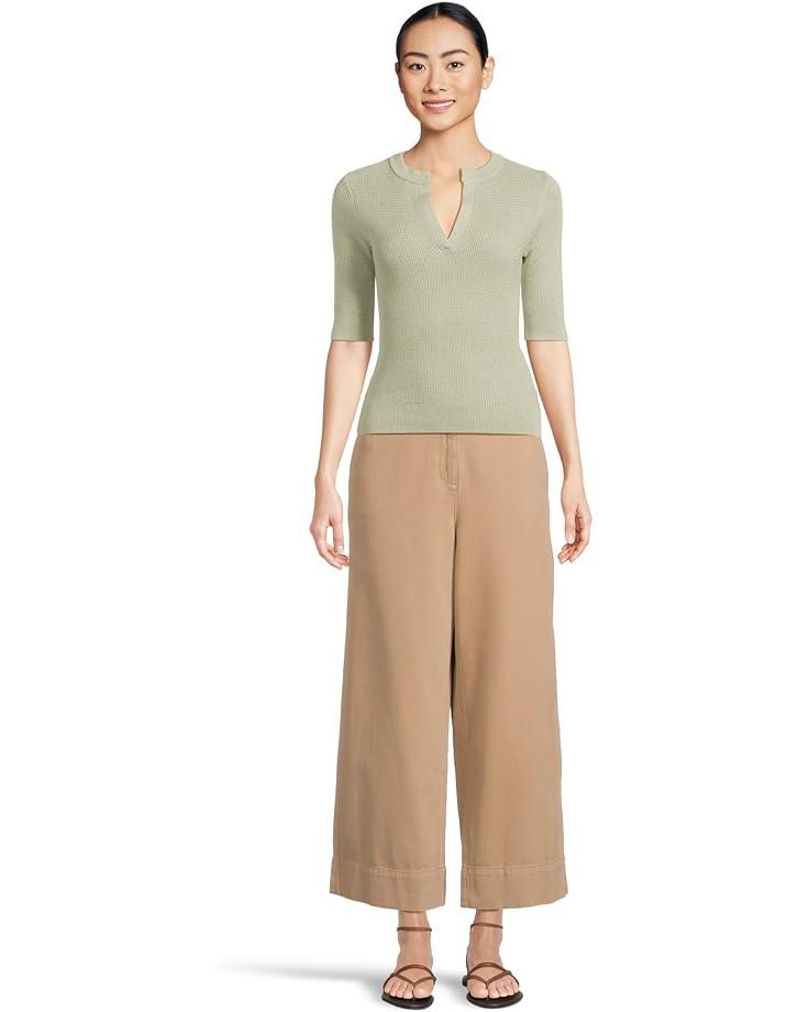 Linen-Blend Short-Sleeve V-Neck Sweater Product Image