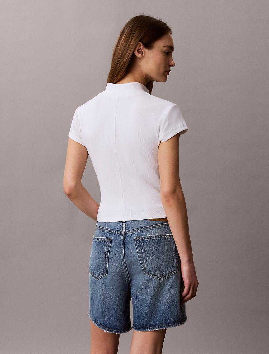 Woven Monologo Rib Quarter Zip T-Shirt Product Image