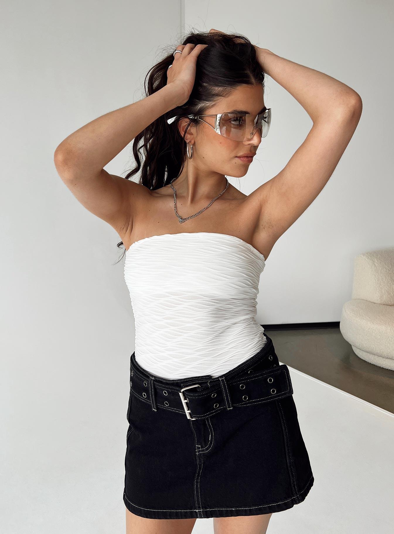 Makena Strapless Bodysuit White Petite Product Image