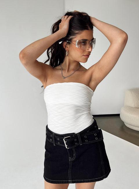 Makena Strapless Bodysuit White Petite Product Image