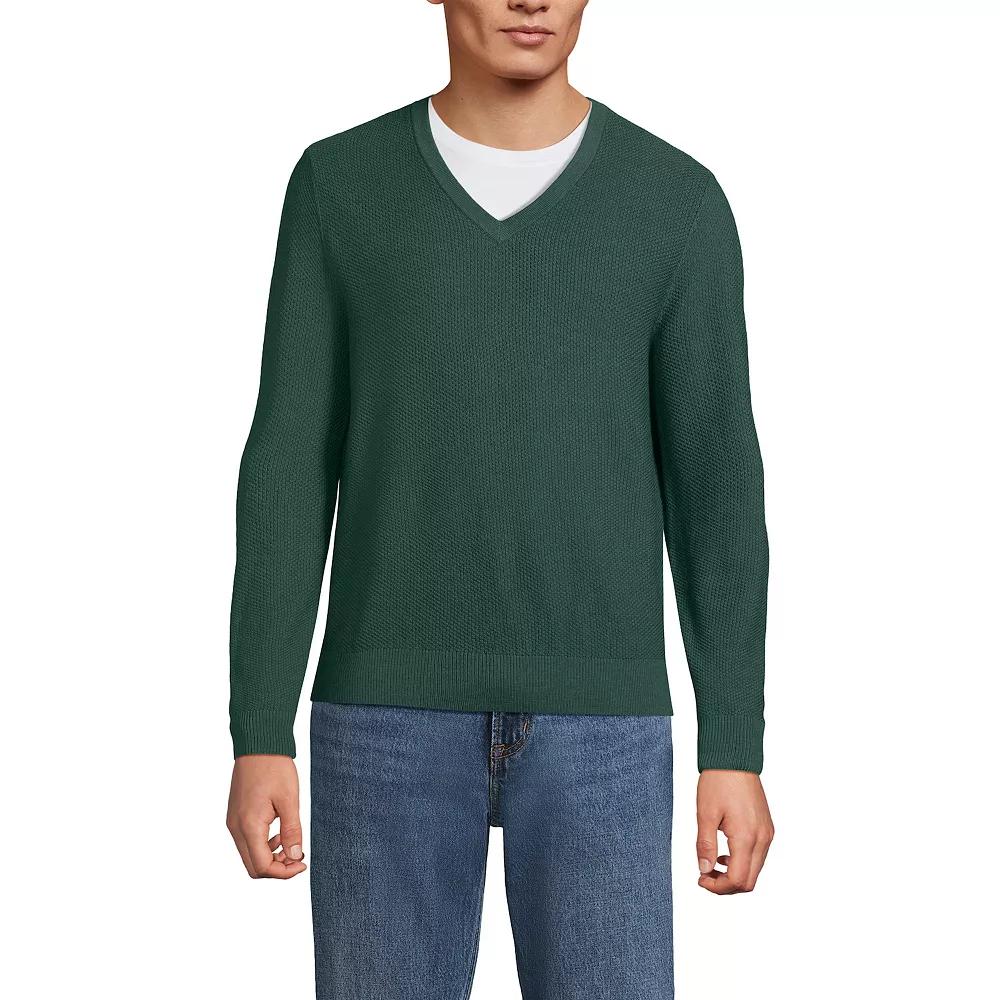 Men's Lands' End Washable Merino Wool V-Neck Sweater,  Product Image
