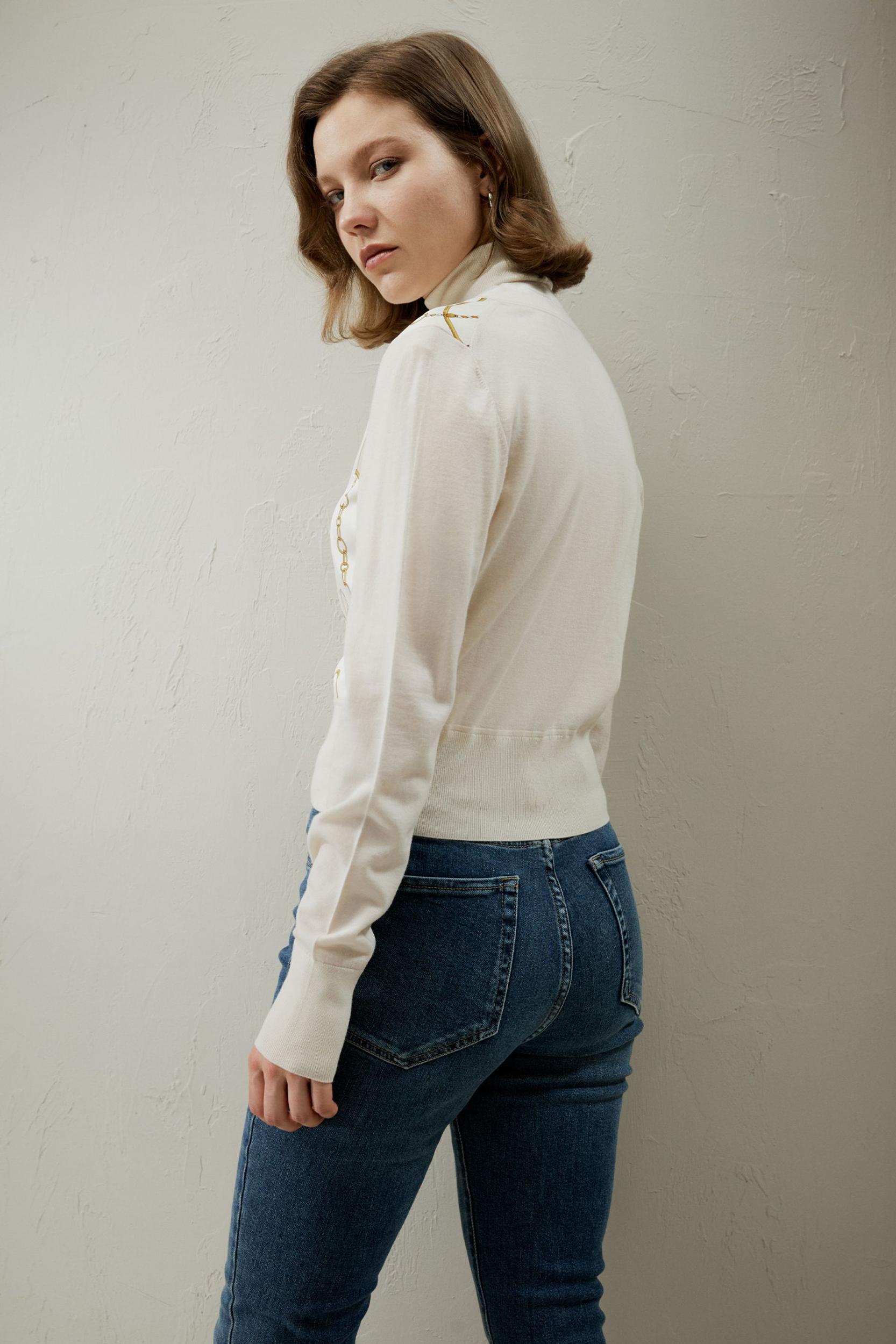 Merino Wool Cardigan with Louisville Silk Front Product Image