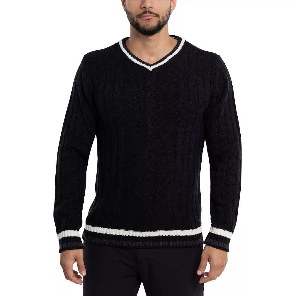 Men's Xray Cable Knit Tipped V-Neck Sweater,  Product Image