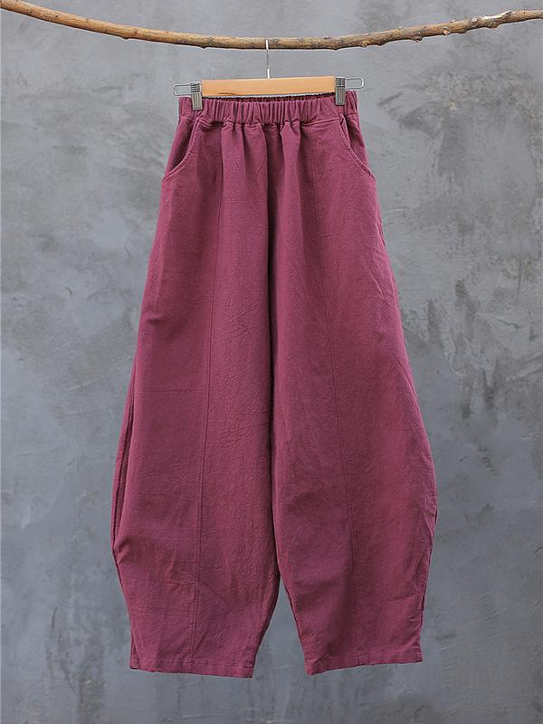 Simple High Waisted Solid Color Wide Leg Pants Product Image