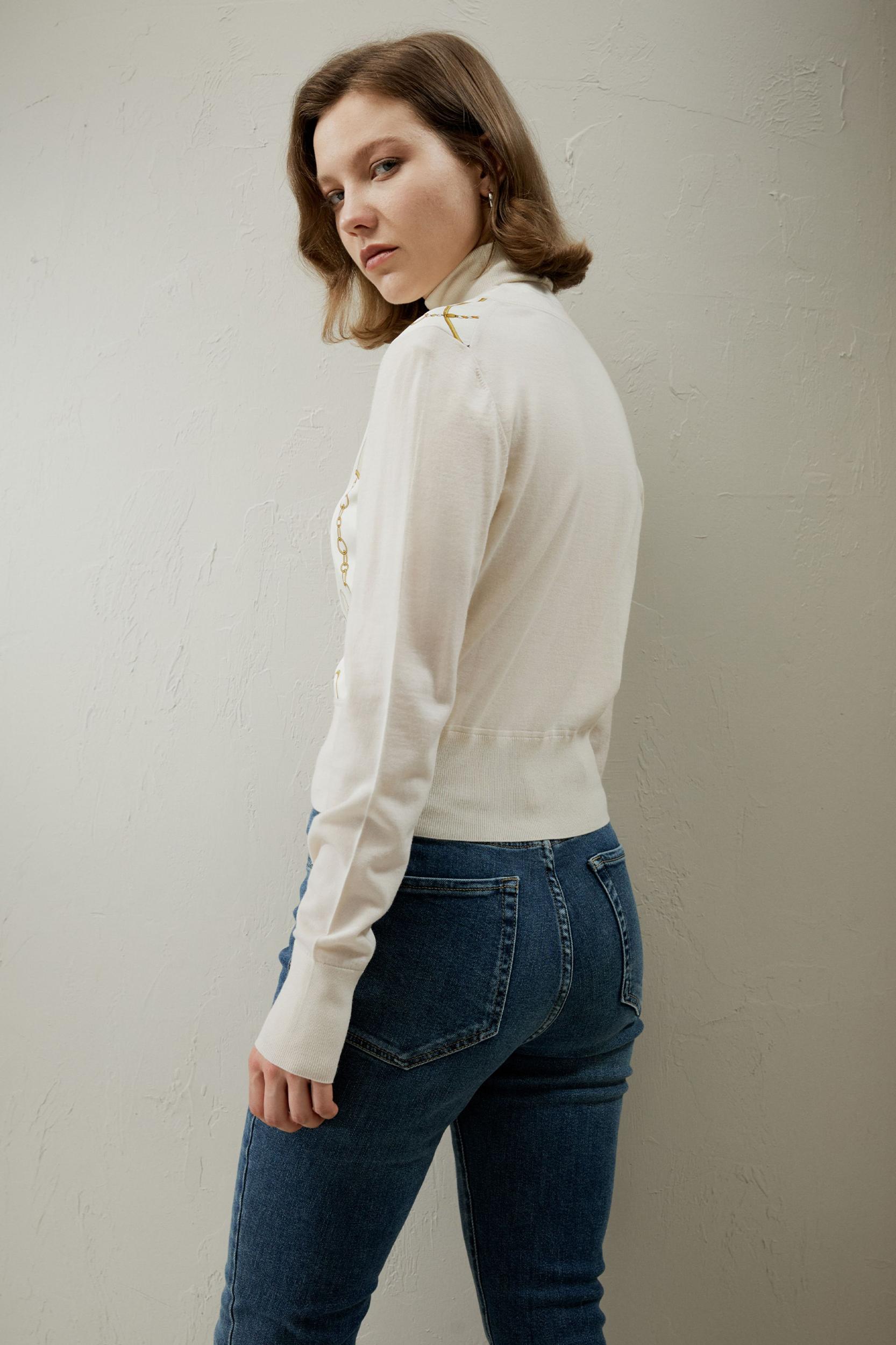 Merino Wool Cardigan with Louisville Silk Front Product Image