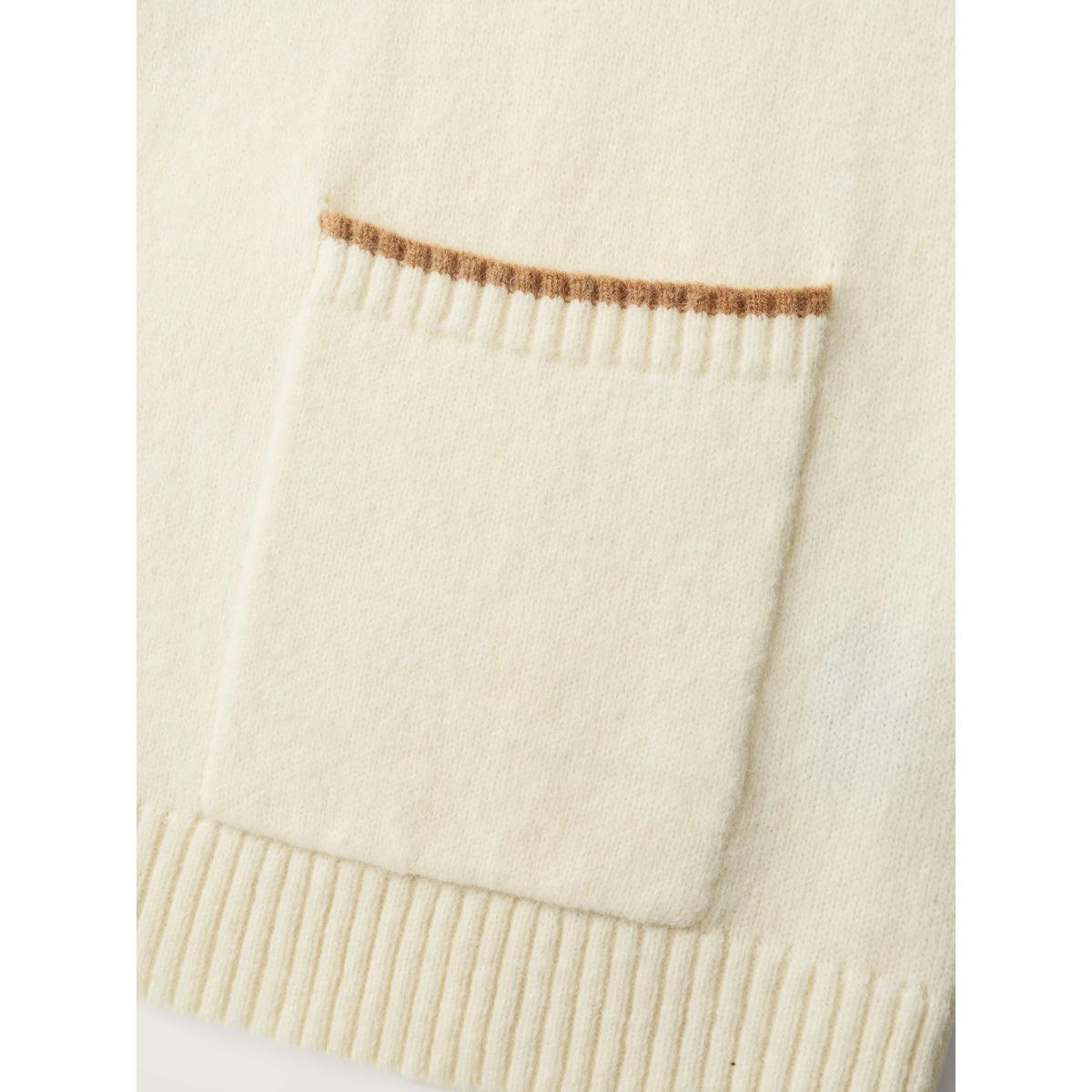 Plus Size Puppy Love Pockets Button Knit Cardigan Beige Women Playful Loose Long Sleeve Casual Cardigans BloomChic 12/L Product Image