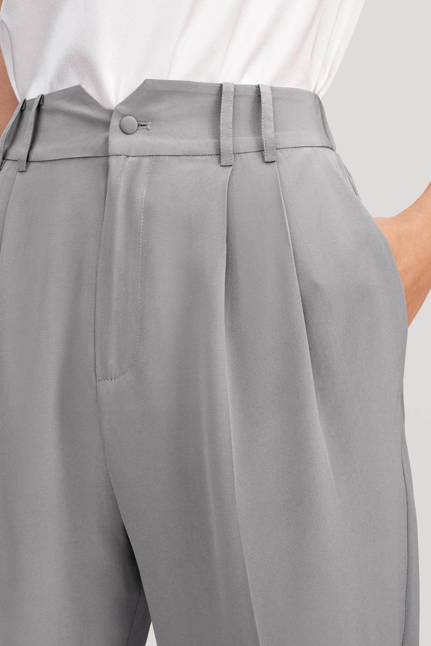 Tucked Tapered Silk Pants Product Image