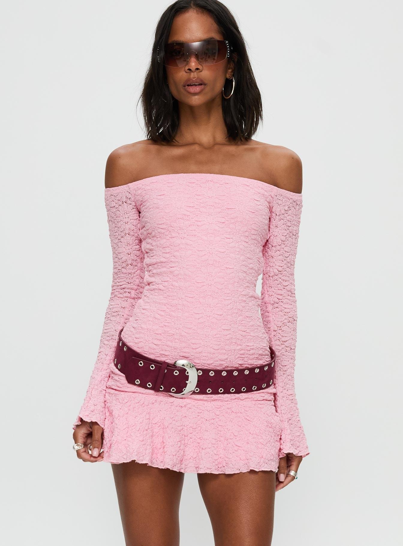 Vancesca Long Sleeve Mini Dress Pink Product Image