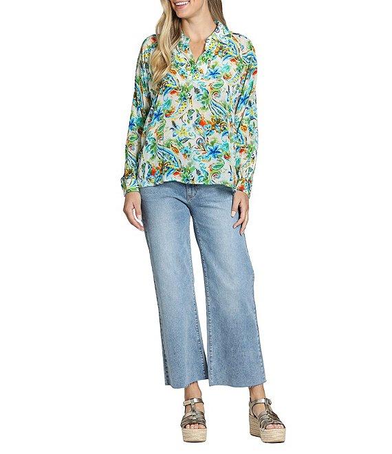 APNY Woven Floral Print V-Neck Long Sleeves Blouse Product Image