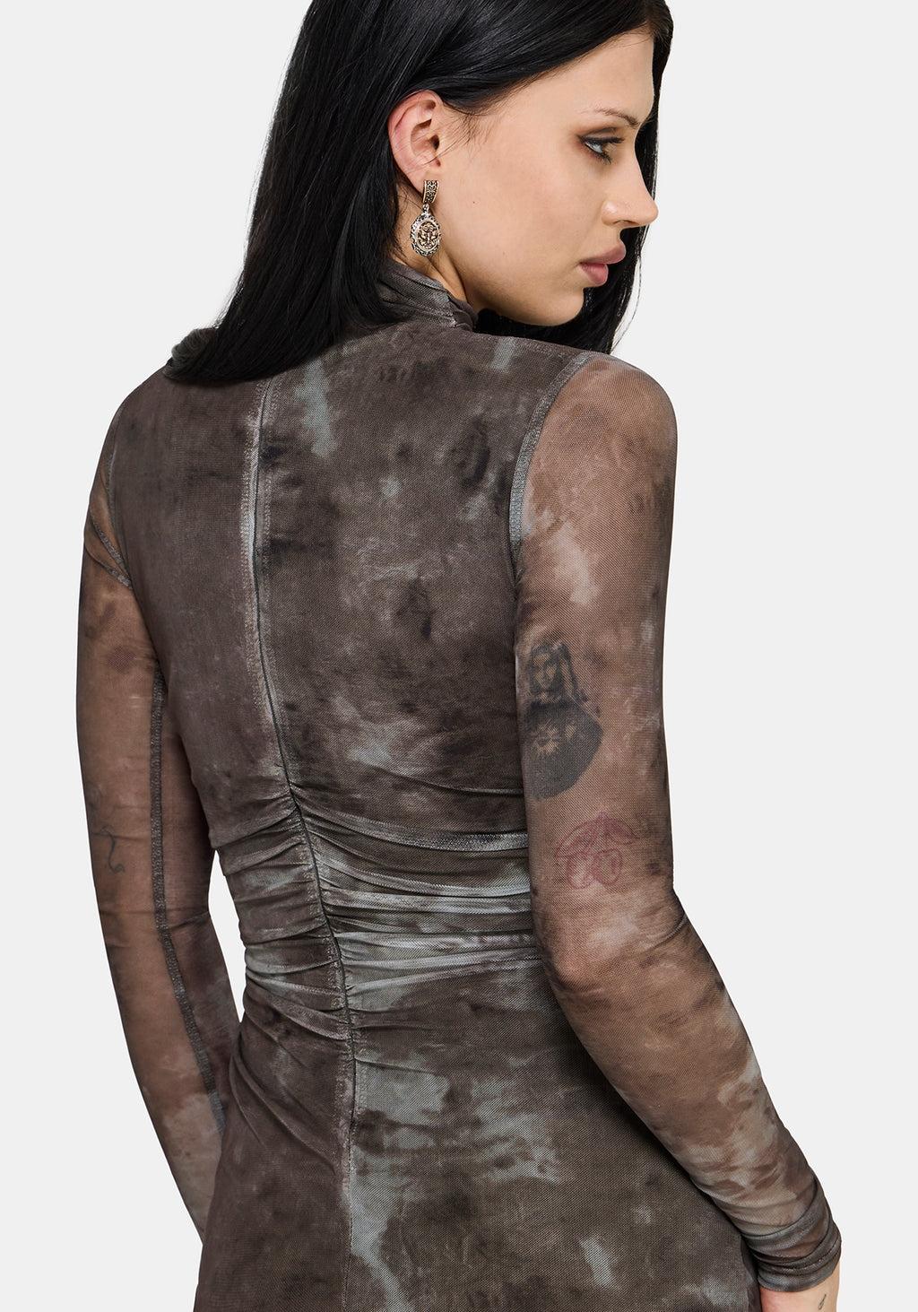 Eros Realm Graphic Mesh Midi Dress Product Image