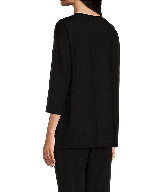 Ali Miles Knit Stretch Star Print 3/4 Sleeve Sweater Product Image