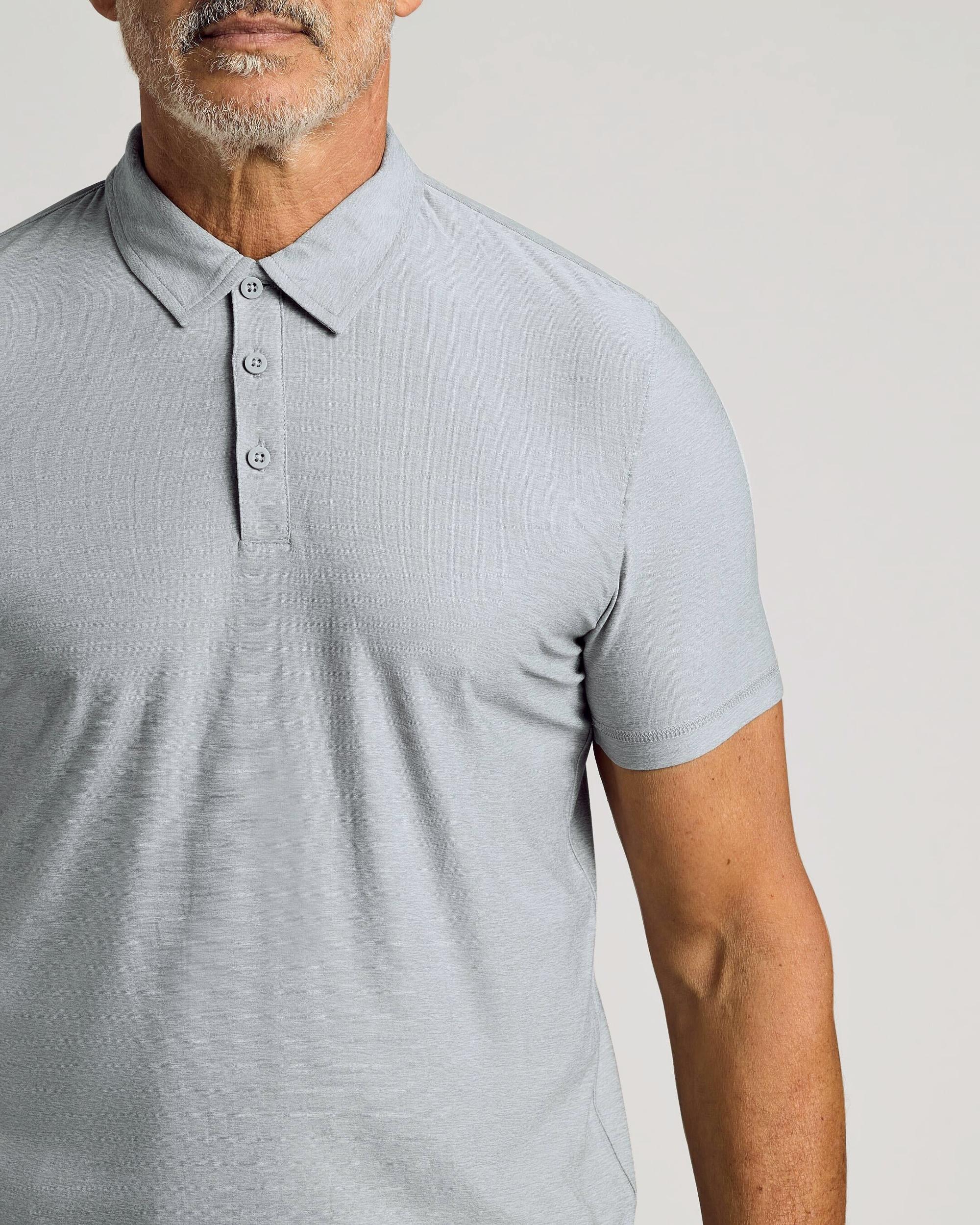 Heather Light Gray Active Short Sleeve Polo Product Image