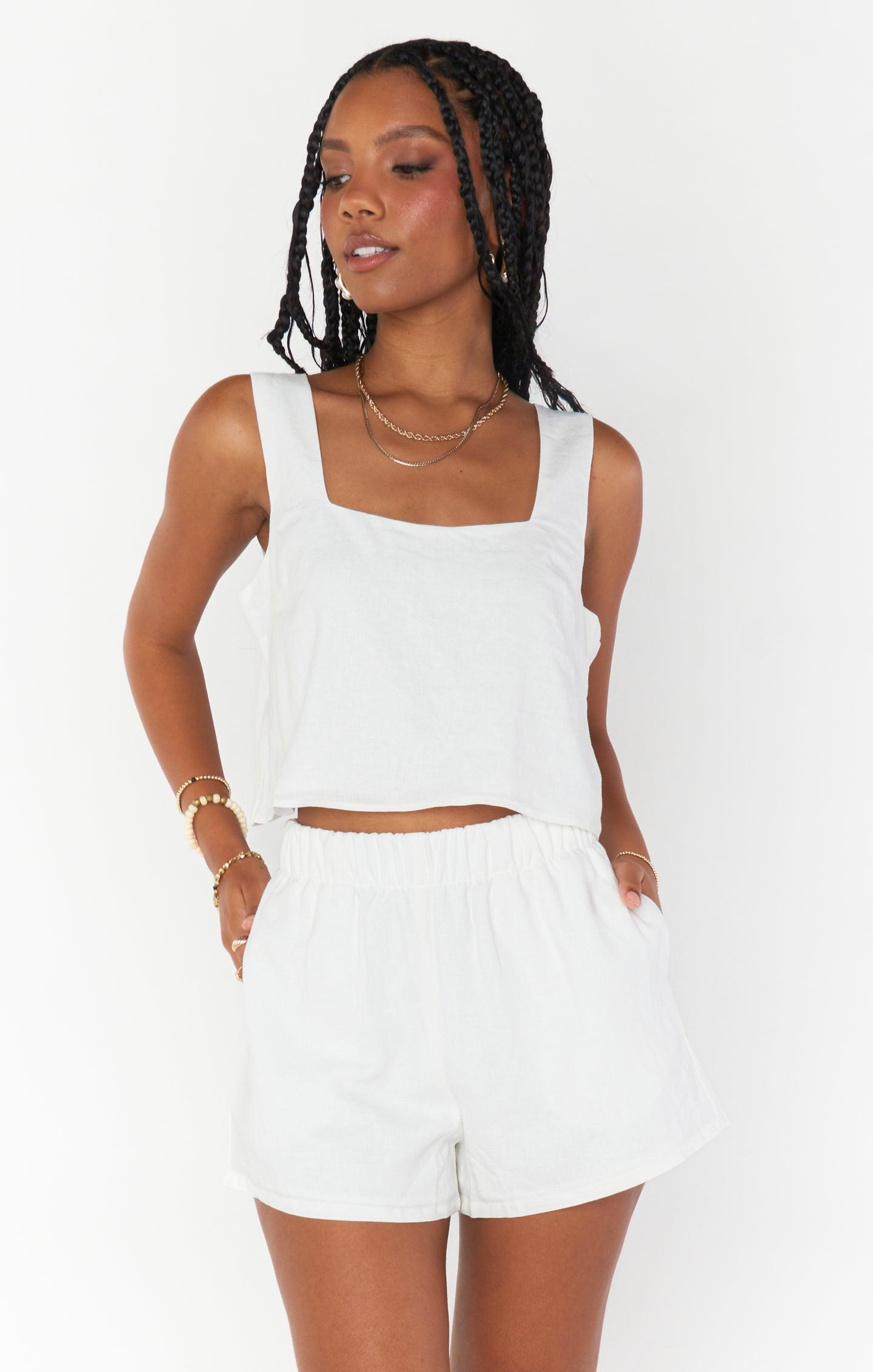 Hendrix Shorts ~ White Linen Product Image