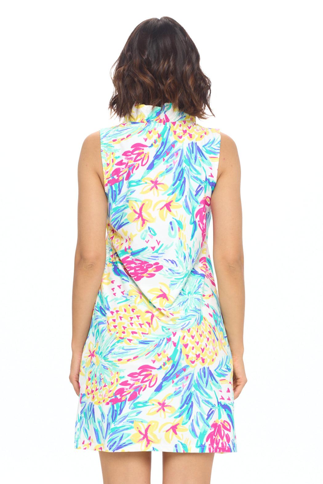 White Ruffle Neck Dress Product Image