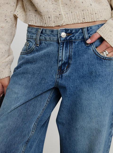 Sabryna Low Rise Straight Leg Jeans Blue Product Image