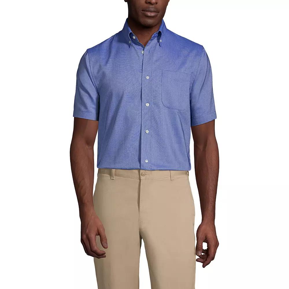 Men's Lands' End School Uniform Short Sleeve Oxford Dress Shirt,  Product Image