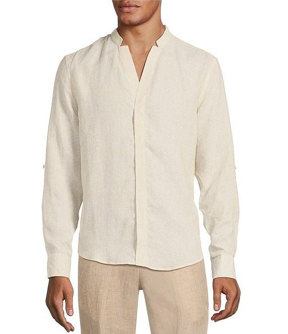 Murano Baird McNutt Linen Classic Fit Mandarin Collar Long Sleeve Woven Shirt Product Image