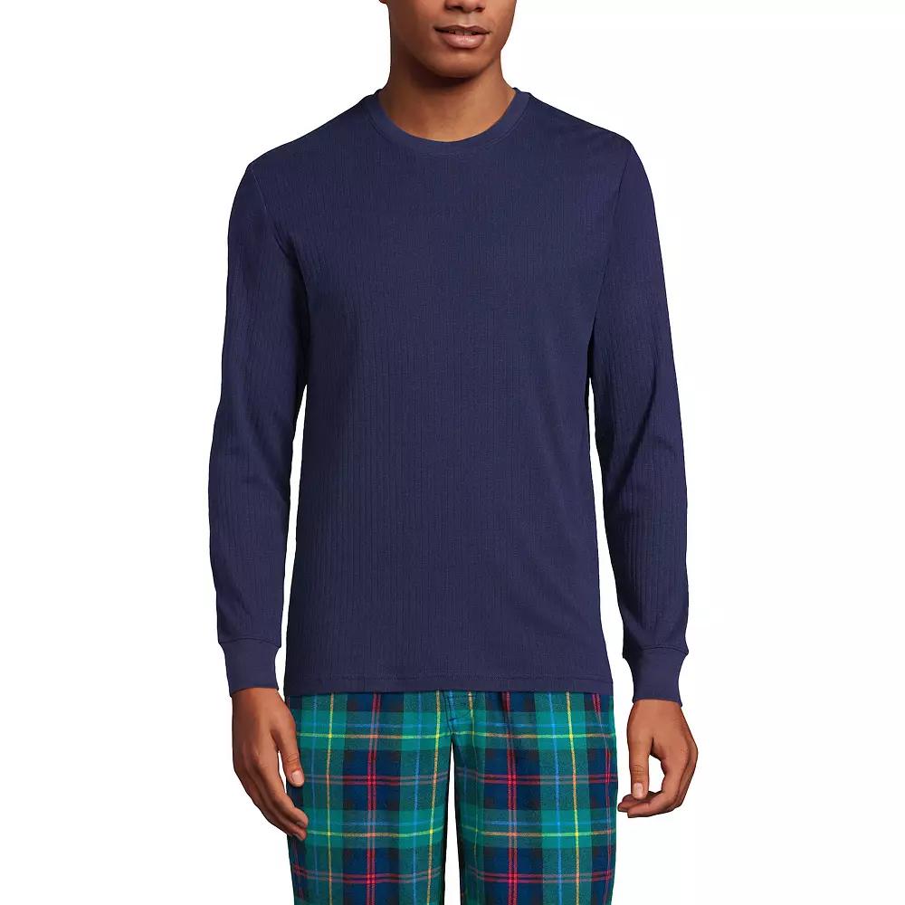 Men's Lands' End Knit Ribbed Crewneck Pajama Sleep Shirt,  Product Image