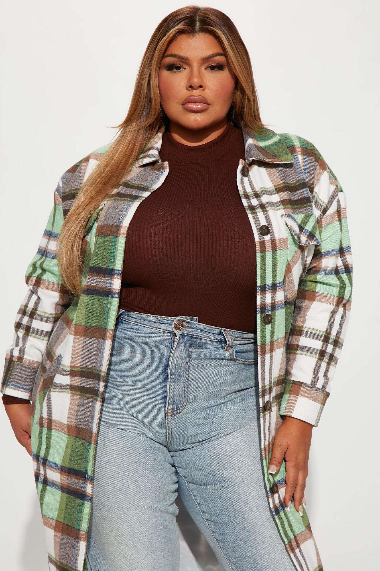 Get Lost Plaid Shacket - Green/combo Female Product Image