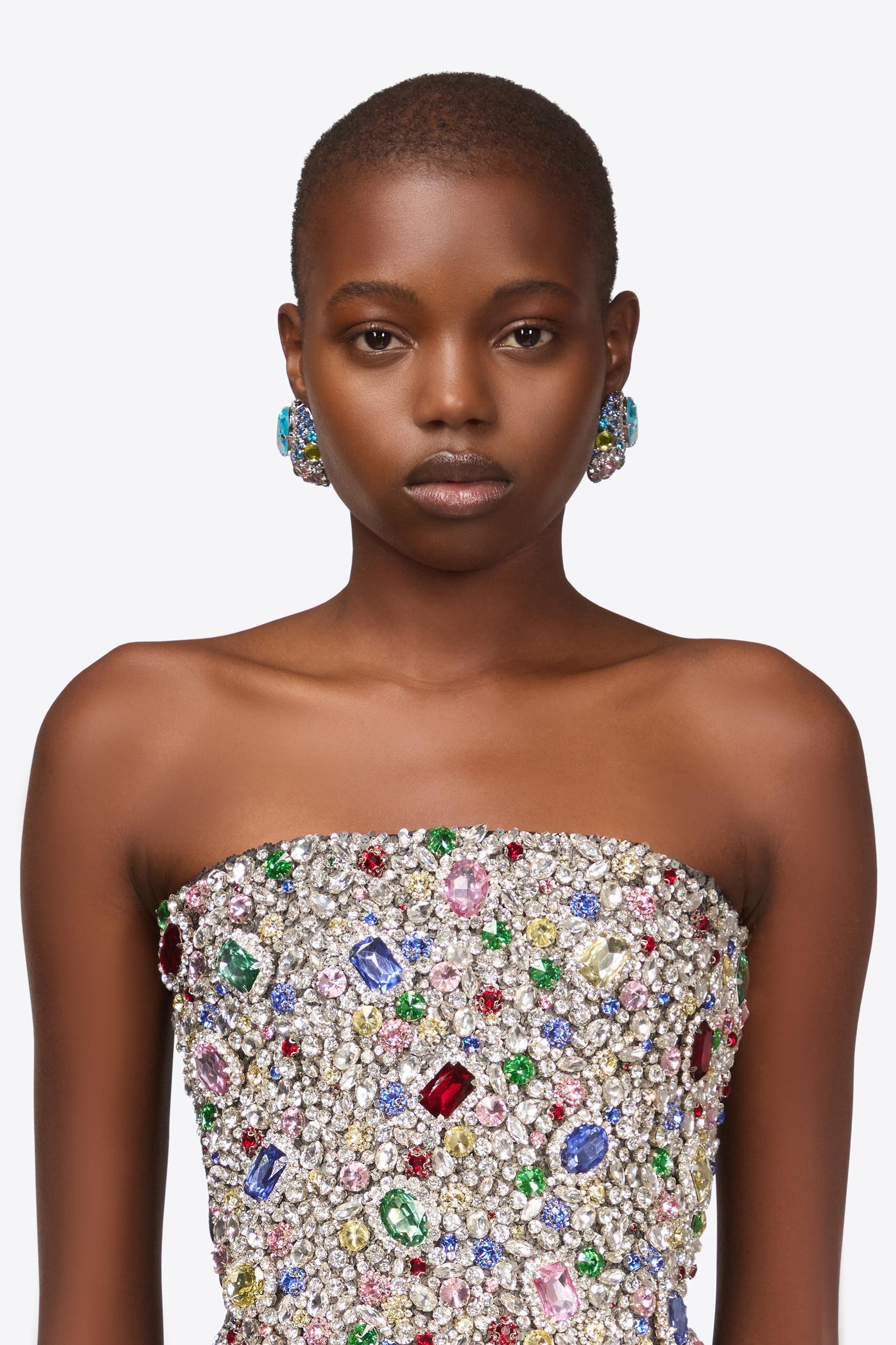 Crystal Gemstone Cluster Earrings Product Image