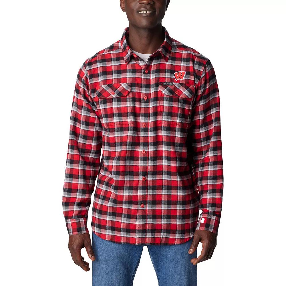 Columbia  Red Wisconsin Badgers Flare Gun Flannel Long Sleeve Shirt, Men's, Size: Medium Product Image