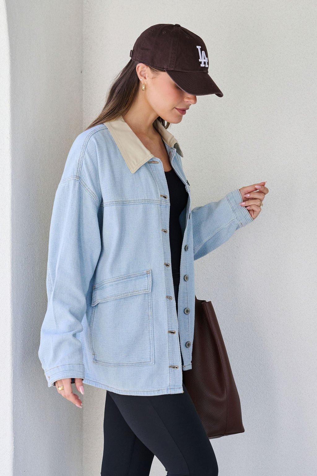 Denim Buttoned Utility Jacket Product Image