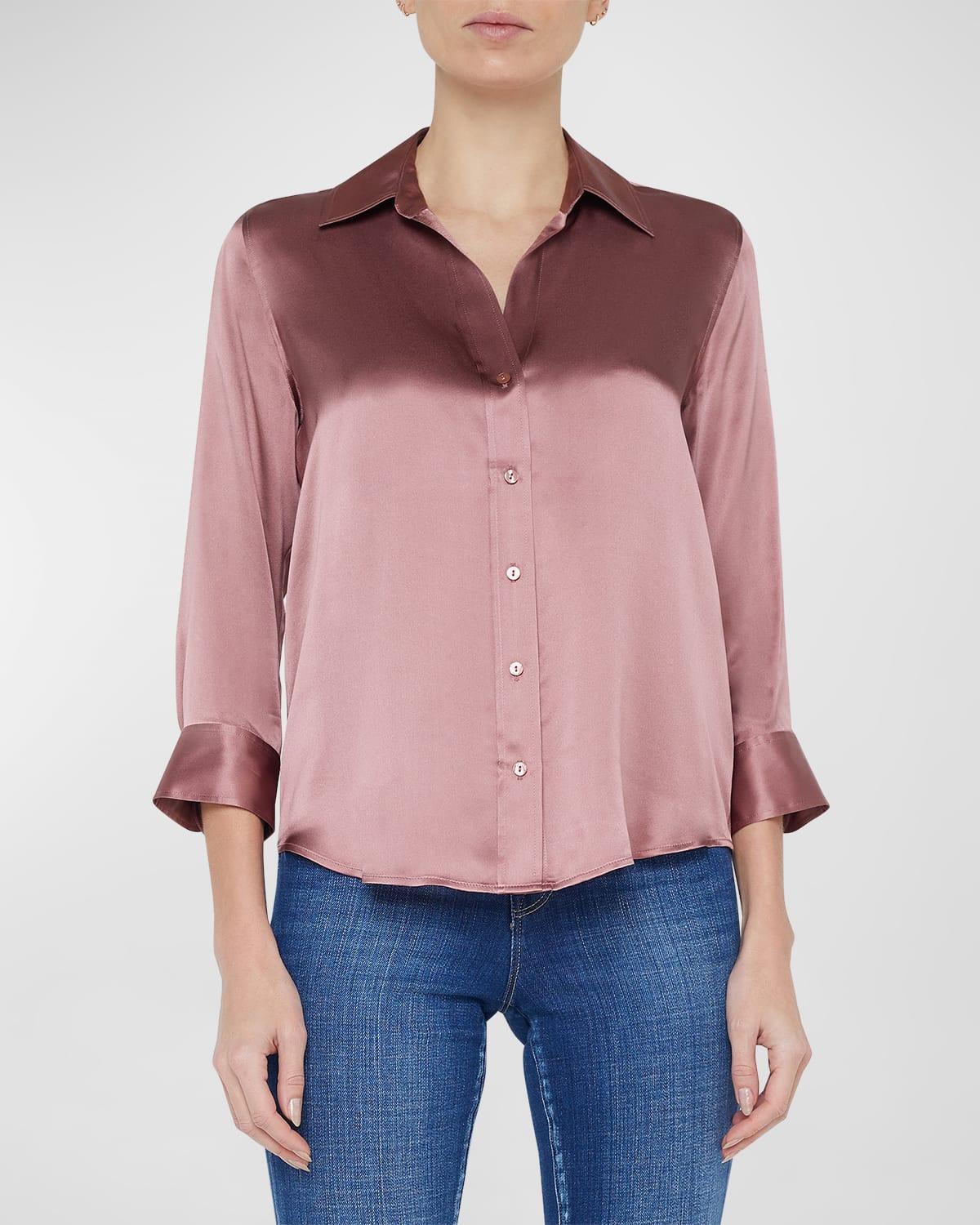 Womens Dani Three-Quarter Sleeve Silk Shirt Product Image